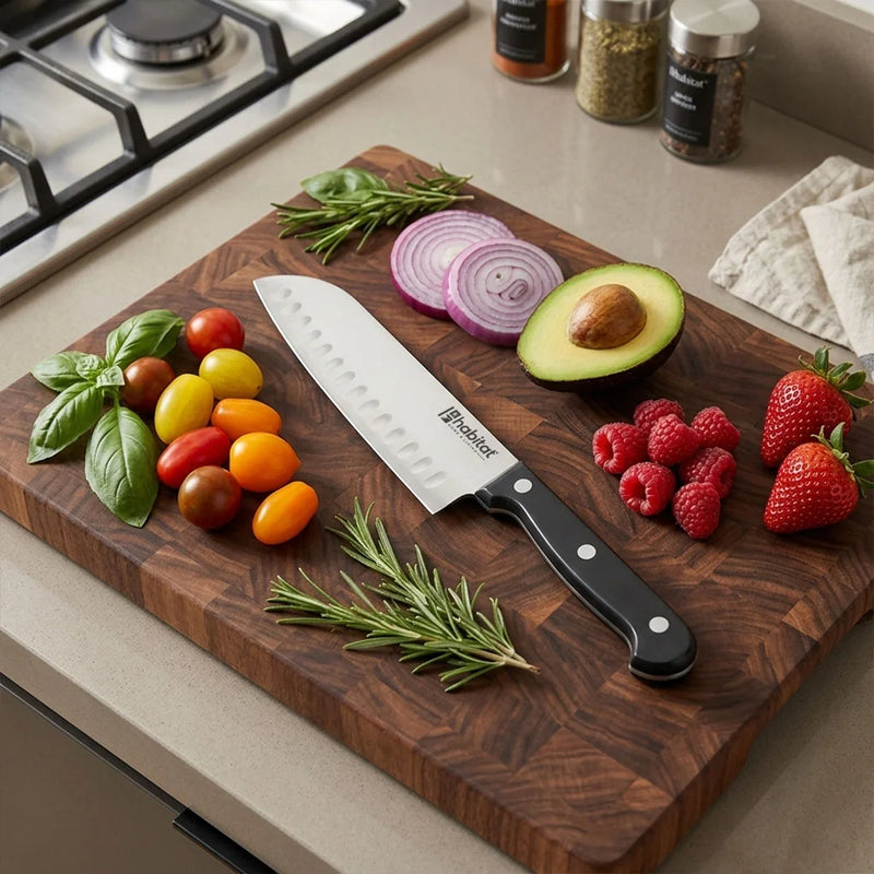 Habitat Santoku Knife with Bakelite Handle – Sharp Japanese-Style Kitchen Knife for Chopping, Slicing & Dicing Vegetables, Fruits, and Meat