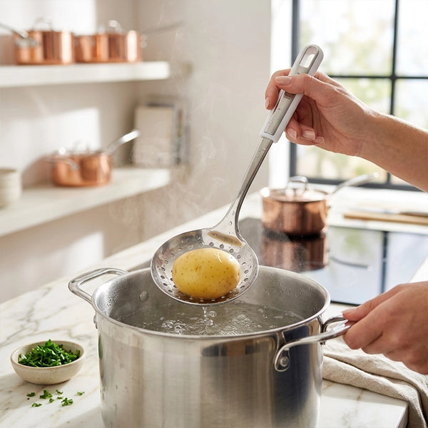 Habitat Stainless Steel Skimmer – Durable Kitchen Utensil for Frying, Boiling, Draining, and Serving Foods