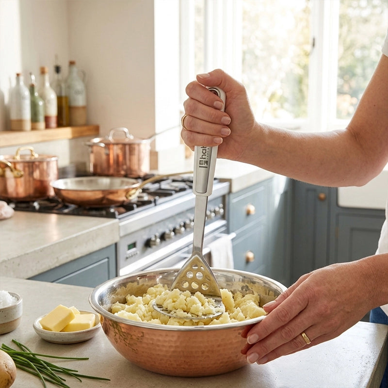 Habitat Stainless Steel Potato Masher – Durable Kitchen Tool for Mashing Potatoes, Vegetables, and Fruits