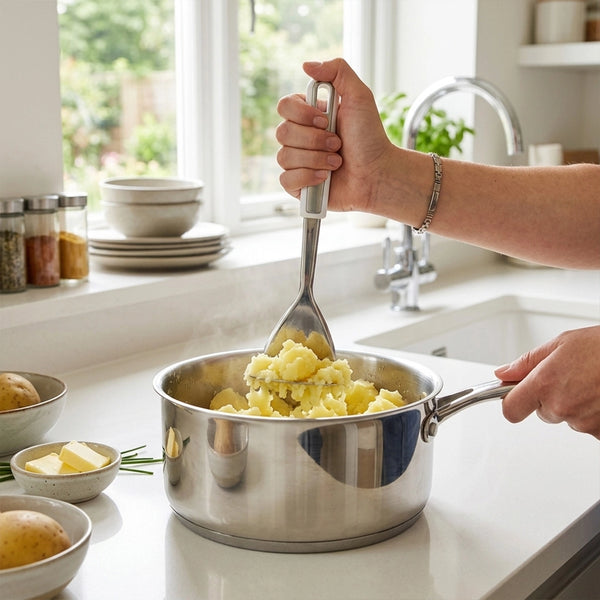 Habitat Stainless Steel Potato Masher – Durable Kitchen Tool for Mashing Potatoes, Vegetables, and Fruits