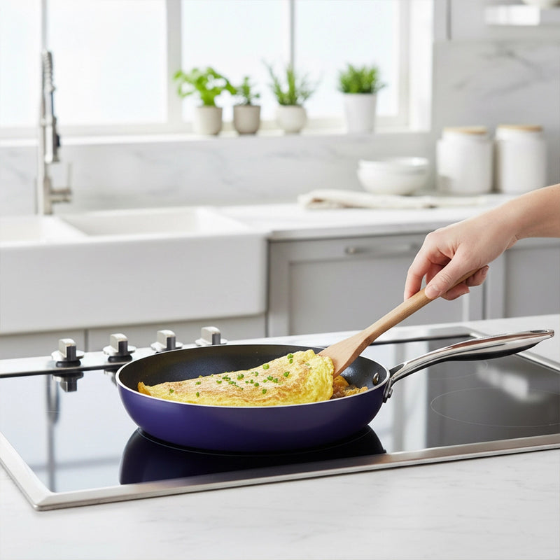 Habitat Ceramic Kadai with Stainless Steel Handle & Glass Lid