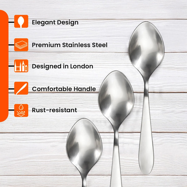 Habitat Basic Wilton Tea Spoon – Set of 3 Stainless Steel Spoons for Tea, Coffee, and Beverages