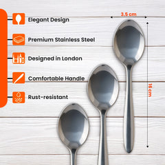 Habitat Basic Wilton Coffee Spoon – Set of 3 Stainless Steel Spoons for Coffee, Tea, and Beverages