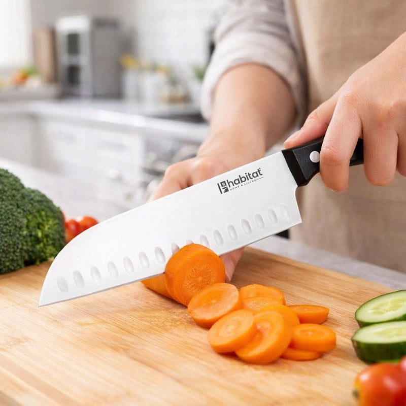 Habitat Santoku Knife with Bakelite Handle – Sharp Japanese-Style Kitchen Knife for Chopping, Slicing & Dicing Vegetables, Fruits, and Meat