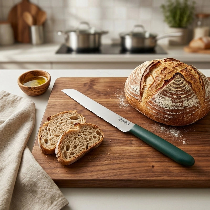 Habitat Bread Knife with Polo Handle – Sharp Serrated Knife for Cutting Bread, Cakes, and Baked Goods
