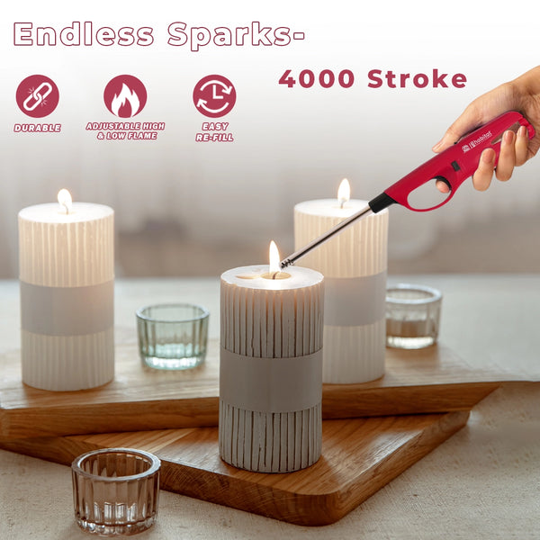 Habitat Refillable Gas Lighter – Red Kitchen Lighter for Gas Stove, Candle, Outdoor Cooking, and Camping