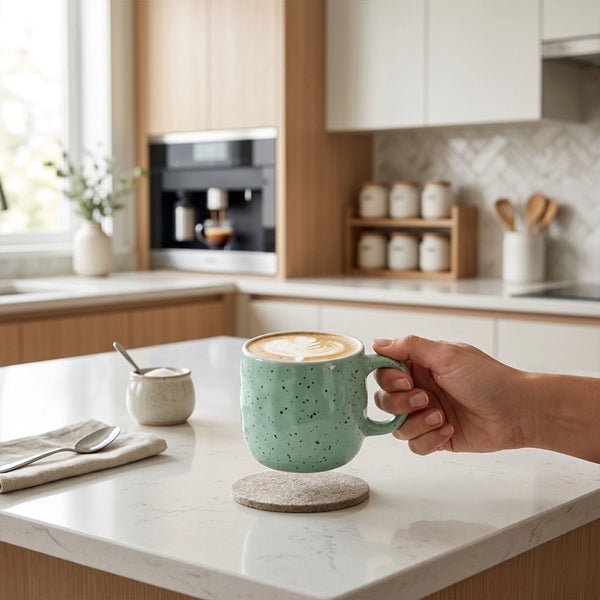 Habitat Ceramic Cup 180 ML Green & White