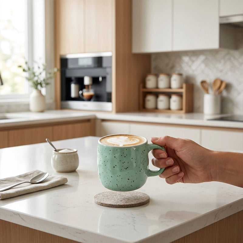Habitat Ceramic Cup 180 ML Green & White