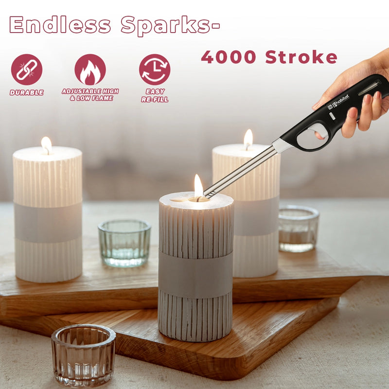 Habitat Flame Gas Lighter – Black Kitchen Lighter for Gas Stove, Candle, Outdoor Cooking, and Camping