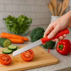 Habitat Basic Smart Kitchen Knife – Sharp Red Knife for Chopping Vegetables and Fruits