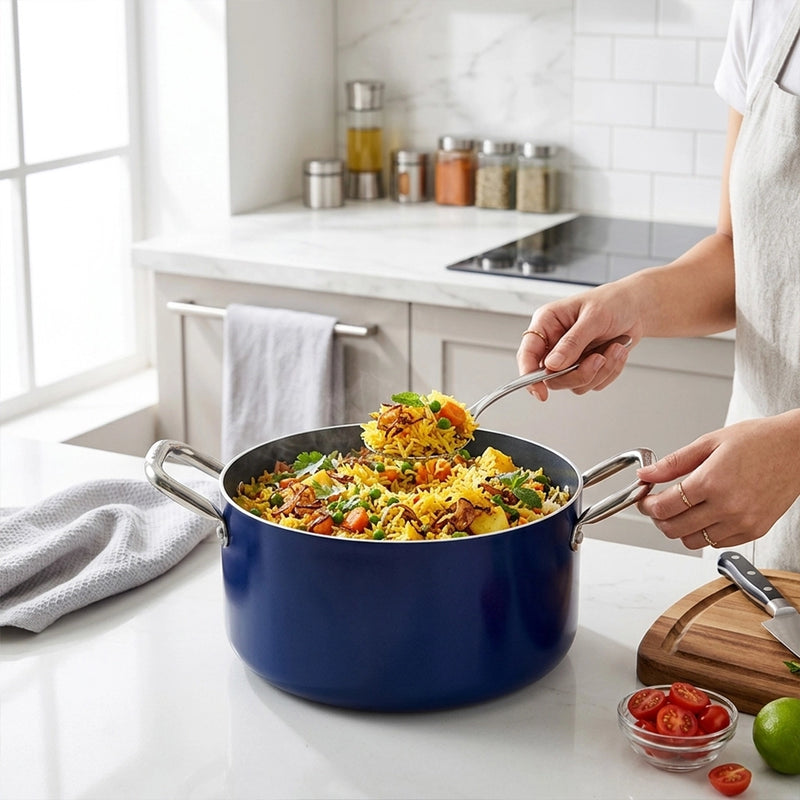 Habitat Ceramic Cookpot with Stainless Steel Handle & Glass Lid