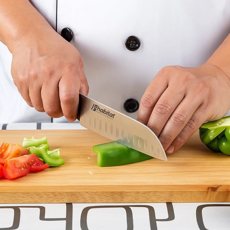 Habitat Santoku Knife with Bakelite Handle – Sharp Japanese-Style Kitchen Knife for Chopping, Slicing & Dicing Vegetables, Fruits, and Meat