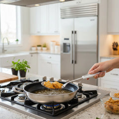 Habitat Stainless Steel Skimmer – Durable Kitchen Utensil for Frying, Boiling, Draining, and Serving Foods