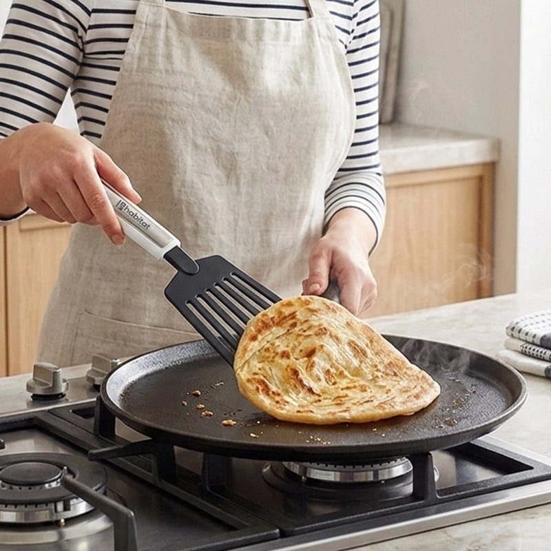 Habitat Nylon Long Turner with Stainless Steel Insert – Durable Kitchen Spatula for Stir-Frying, Flipping, and Serving