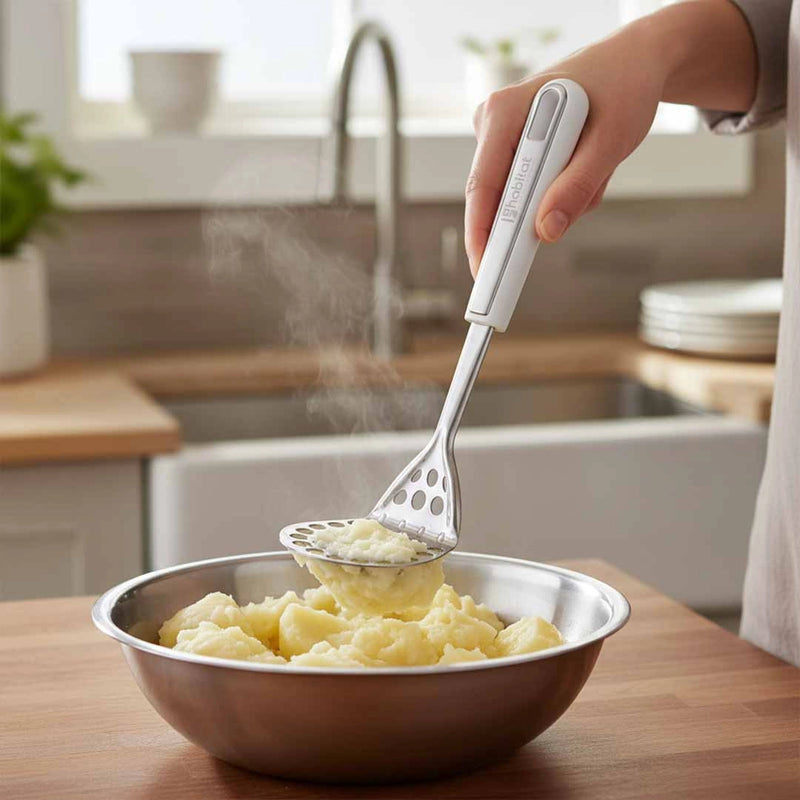 Habitat Stainless Steel Potato Masher – Durable Kitchen Tool for Mashing Potatoes, Vegetables, and Fruits