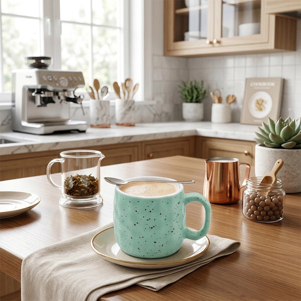 Habitat Ceramic Cup 180 ML Green & White