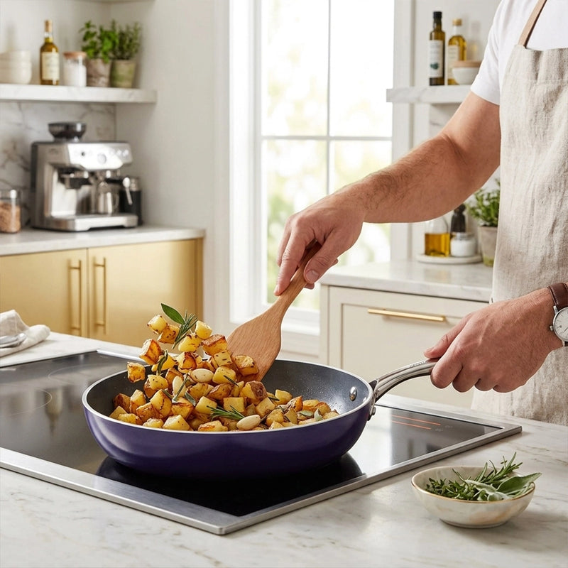 Habitat Ceramic Kadai with Stainless Steel Handle & Glass Lid