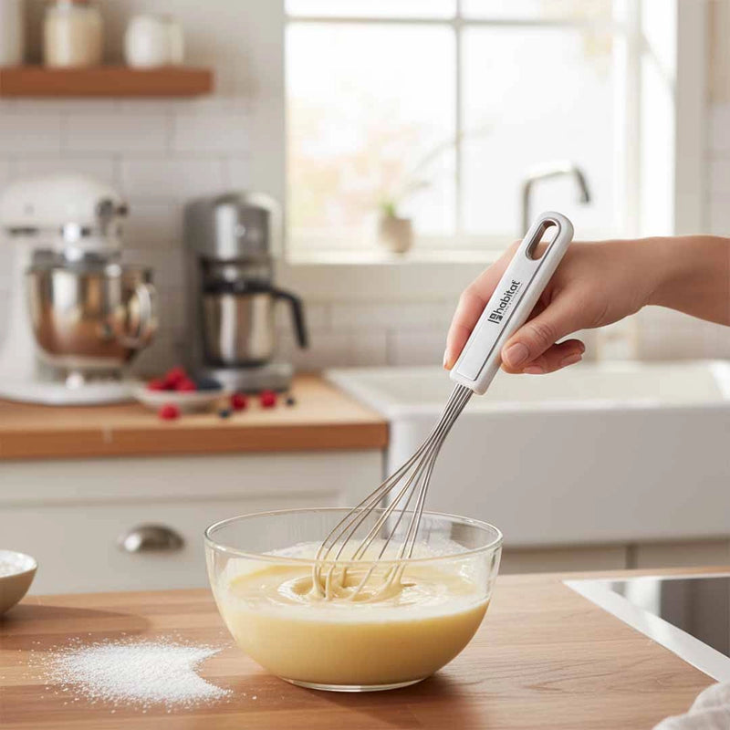 Habitat Stainless Steel Whisk – Durable Kitchen Tool for Beating Eggs, Mixing Batter, and Whipping Cream