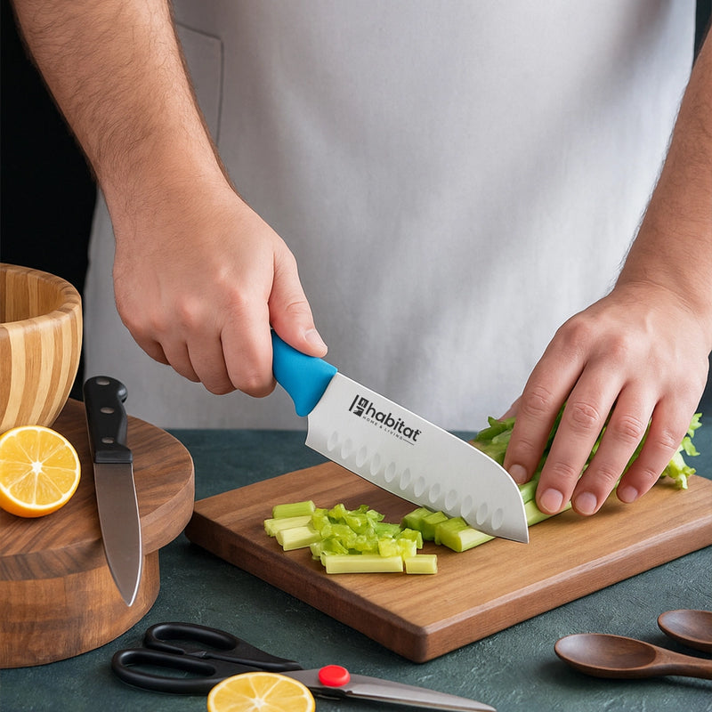 Habitat Santoku Knife – Sharp Japanese-Style Kitchen Knife for Chopping, Slicing & Dicing Vegetables, Fruits, and Meat