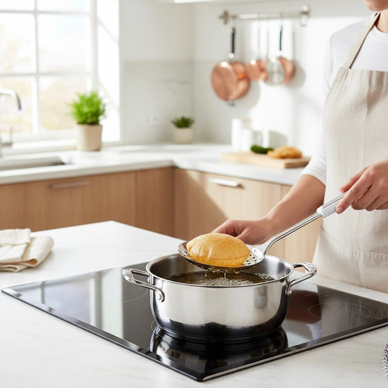 Habitat Stainless Steel Skimmer – Durable Kitchen Utensil for Frying, Boiling, Draining, and Serving Foods