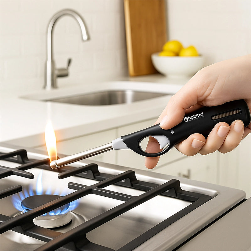 Habitat Flame Gas Lighter – Black Kitchen Lighter for Gas Stove, Candle, Outdoor Cooking, and Camping