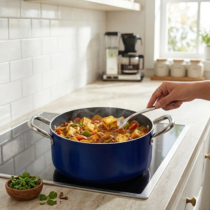 Habitat Ceramic Cookpot with Stainless Steel Handle & Glass Lid