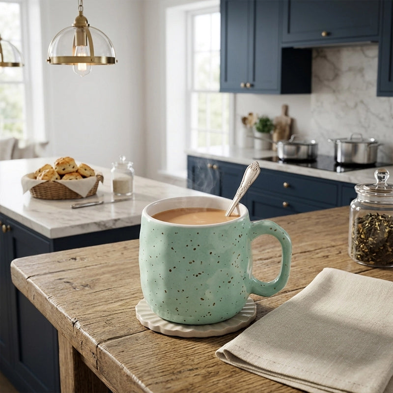Habitat Ceramic Cup 180 ML Green & White