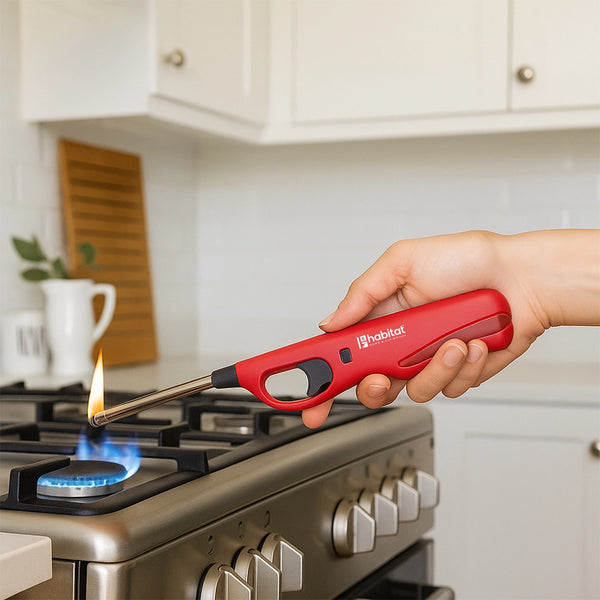 Habitat Refillable Gas Lighter – Red Kitchen Lighter for Gas Stove, Candle, Outdoor Cooking, and Camping
