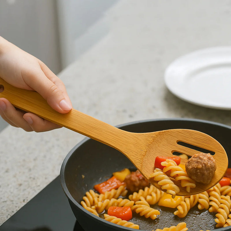 Habitat Bamboo Slotted Spoon – Eco-Friendly Kitchen Utensil for Draining, Stirring, and Serving