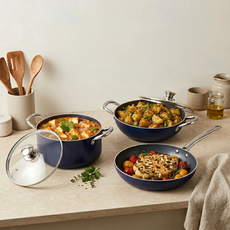 Habitat Ceramic Cookpot with Stainless Steel Handle & Glass Lid