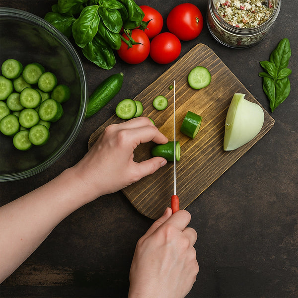 Habitat Basic Smart Kitchen Knife – Sharp Red Knife for Chopping Vegetables and Fruits