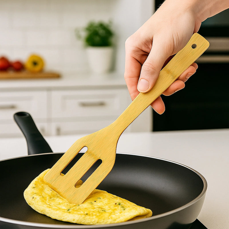 Habitat Bamboo Slotted Turner – Eco-Friendly Kitchen Spatula for Flipping, Stir-Frying, and Serving