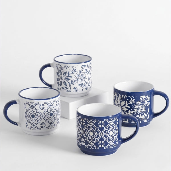 Habitat Floral Design Stackable Coffee Mugs 210ml (Set of4)