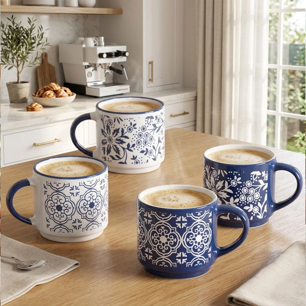Habitat Floral Design Stackable Coffee Mugs 210ml (Set of4)