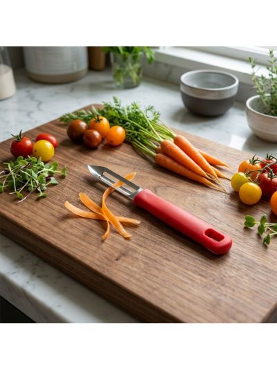 Habitat Basic Smart Vegetable Peeler – Red Kitchen Peeler for Potatoes, Carrots, Cucumbers, and Fruits