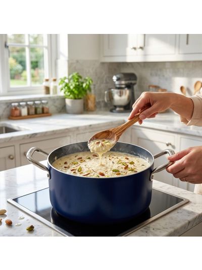 Habitat Ceramic Cookpot with Stainless Steel Handle & Glass Lid – 24cm Non-Stick Cookware for Stovetop Cooking