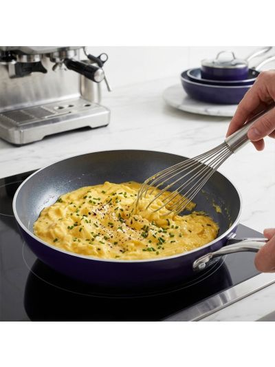Habitat Ceramic Frypan with Casted Stainless Steel Handle – 24cm Non-Stick Frying Pan for Cooking and Sautéing