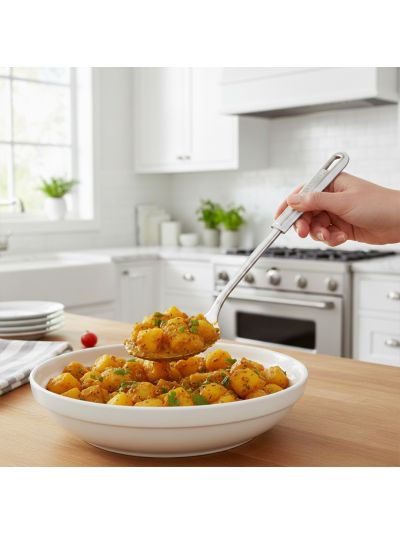 Habitat Stainless Steel Solid Spoon–Durable Kitchen Utensil for Cooking, Stirring, and Serving