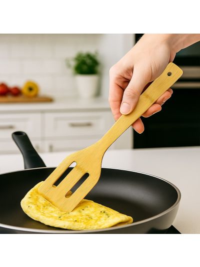 Habitat Bamboo Slotted Turner – Eco-Friendly Kitchen Spatula for Flipping, Stir-Frying, and Serving